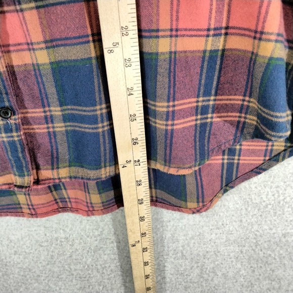 Madewell Button Down Shirt Womens Size L Red Blue Plaid Long Sleeve - Picture 4 of 11